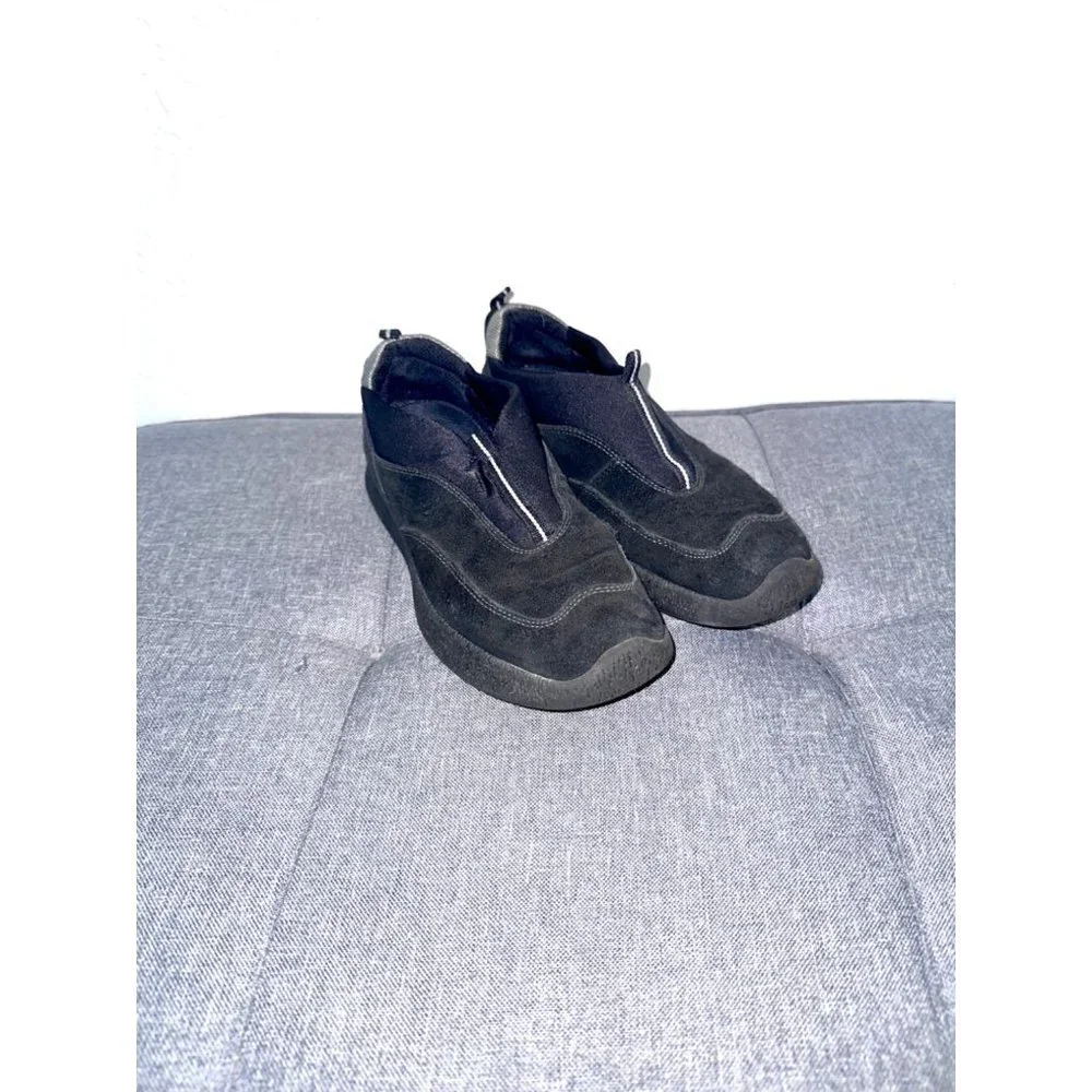 Ecco Womens Loafer Slip‎ On Black Suede Leather Shoe Size 7.5 US, 38 EU